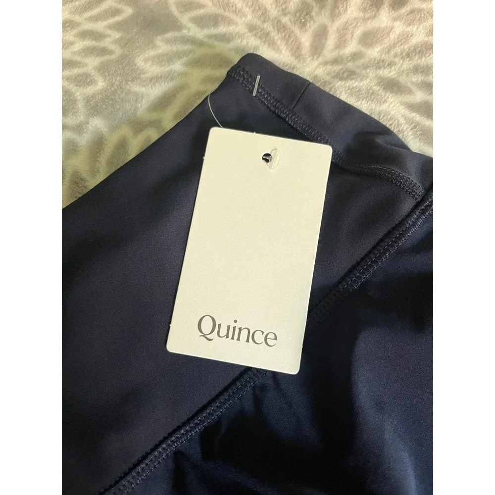 Quince Running Shorts XS Navy Blue High Rise‎ Built-in Liner Zipper Pocket NWT